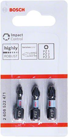 Bosch Impact Yıldız Bits Uç PH1/2/3 x 25 mm 3lü 2608522470