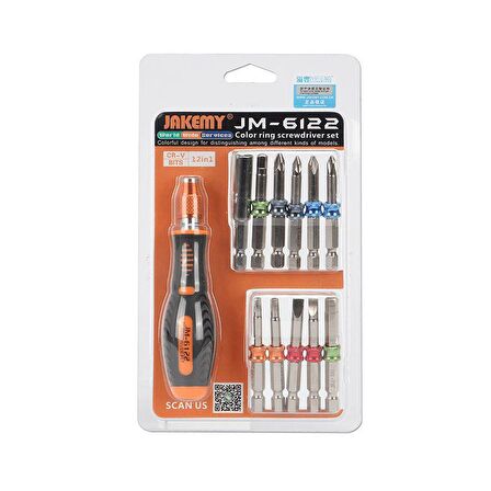 Jakemy JM-6122 12 Parça Tornavida Bits Seti