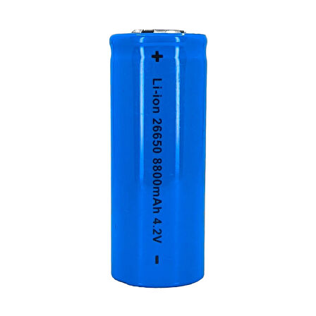 Hedyex 26650 Şarjlı Pil 8800mAh 4.2V Li-ion Pil Mavi 1Li Premium