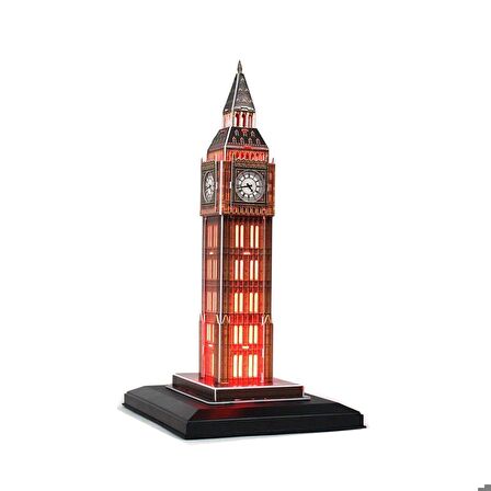 FABBATOYS Cubic Fun Big Ben Saat Kulesi Led Işıklı 28 Parça 3 Boyutlu Puzzle