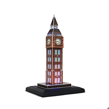 FABBATOYS Cubic Fun Big Ben Saat Kulesi Led Işıklı 28 Parça 3 Boyutlu Puzzle