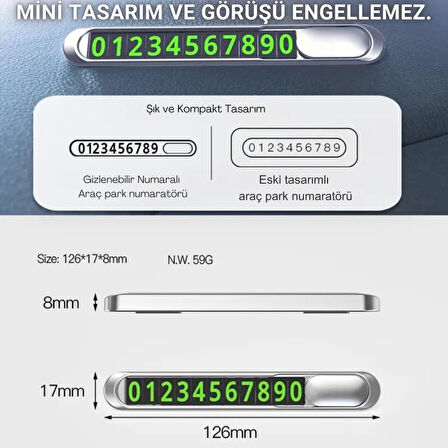Coofbe Çinko Alaşım Fosforlu Araç Park Numaratör Oto Numaratör Geçici Park için Telefon Numaratörü