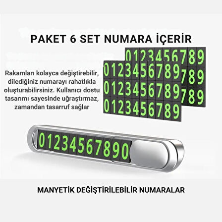 Coofbe Çinko Alaşım Fosforlu Araç Park Numaratör Oto Numaratör Geçici Park için Telefon Numaratörü