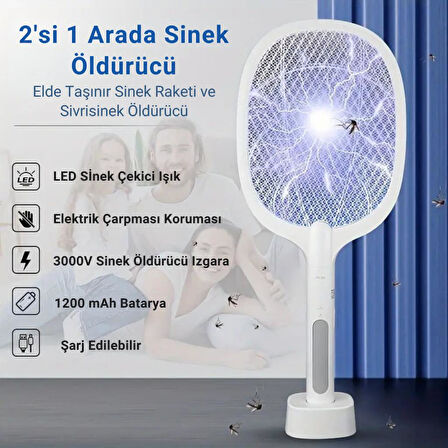 Coofbe Şarjlı 12000maH 300V 5 Katmanlı Uv Işıklı Elektrikli Sivrisinek Öldürücü Raket Sinek Öldürücü Sineksavar