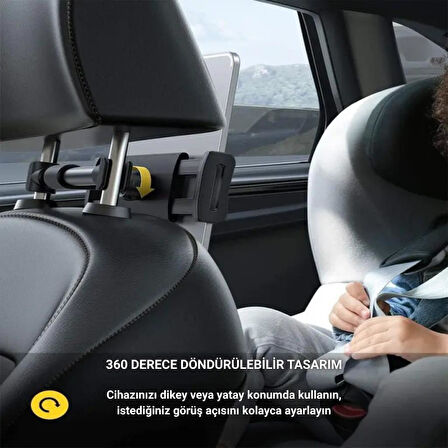 Coofbe Backseat Araç Arka Koltuk Tablet Tutucu Araç Tablet Standı 360 Döner Başlık 4.7-12.9 İnch Tablet Telefon Tutucu