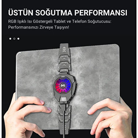 Coofbe Göstergeli 7000RPM Tüm Tabletler İçin Profesyonel Tablet Soğutucu Oyuncu Tablet Radyatör Soğutma Fanı