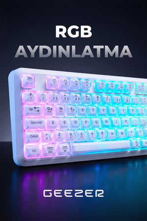 Geezer Crystal Kablolu/Kablosuz BT Wireless Bağlantı Türkçe Q Klavye Beyaz SK-710CTM