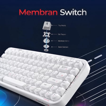 Geezer Crystal Kablolu/Kablosuz BT Wireless Bağlantı Türkçe Q Klavye Beyaz SK-731CTM