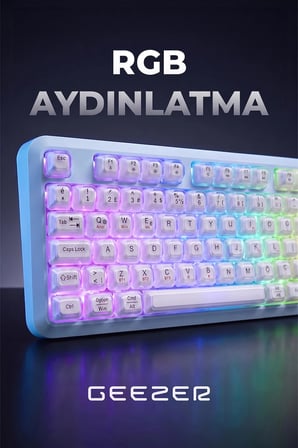Geezer Crystal Kablolu/Kablosuz BT Wireless Bağlantı Türkçe Q Klavye Mavi-Beyaz SK-710CTM