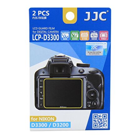 JJC LCP-D3300 LCD Ekran Koruyucu Film 2'li Paket (Nikon D3500, D3400, D3300, D3200)