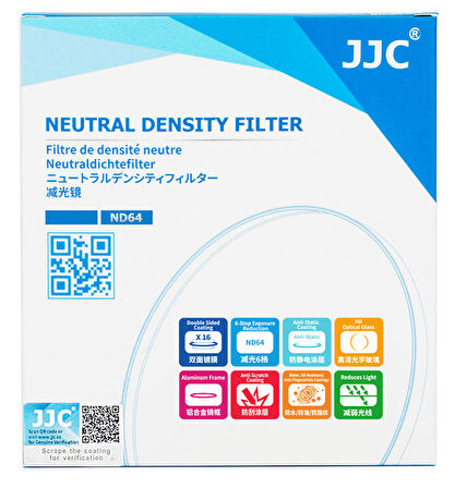 JJC 58mm ND64 Neutral Density ND Filtre (6 Stop)