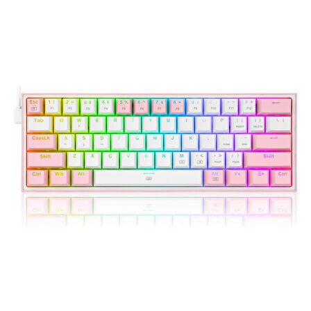 REDRAGON K617-RGB WP FIZZ %60 Q Türkçe Kablolu Mekanik Klavye Beyaz Pembe