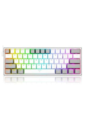 K617-RGB-WG Fizz %60 Q Türkçe Kablolu Mekanik Klavye Beyaz Gri 