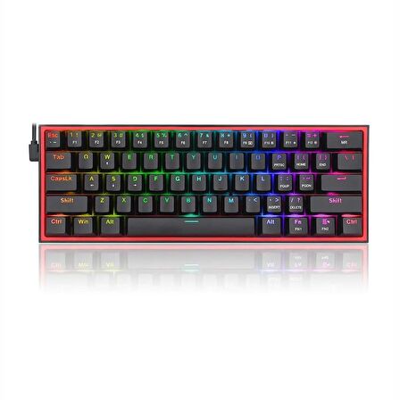 Redragon FIZZ RGB %60 Kablolu Mekanik Klavye, Türkçe, Red Switch, Siyah