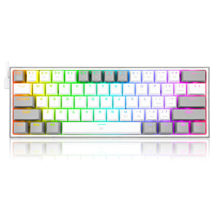 Redragon K617 Fizz RGB Red Switch Kablolu Beyaz/Gri Compact Gaming (Oyuncu) Klavye