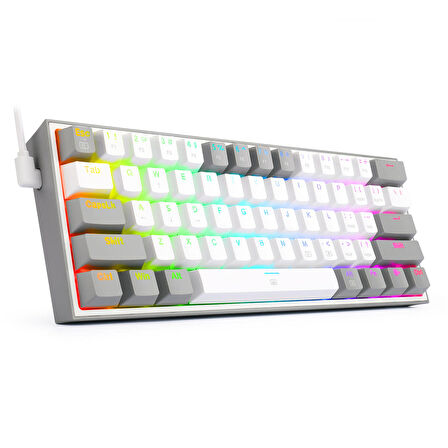 Redragon K617 Fizz RGB Red Switch Kablolu Beyaz/Gri Compact Gaming (Oyuncu) Klavye