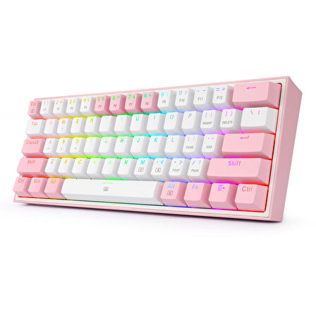 Redragon K617 Fizz RGB Red Switch Kablolu White/Pink Compact Gaming (Oyuncu) Klavye