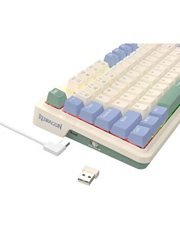 UCAL K673 PRO Vintage White %75 Red Switch RGB Kablosuz Hotswap Türkçe Mekanik Gaming Klavye