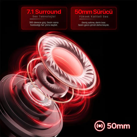 Redragon BT-2.4G-Wired 7.1 Sound ANC Kablosuz Oyuncu Kulaklık H891