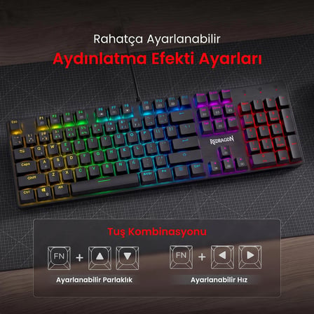 Redragon 104 Tuşlu Mekanik Rainbow Oyuncu Klavyesi K671