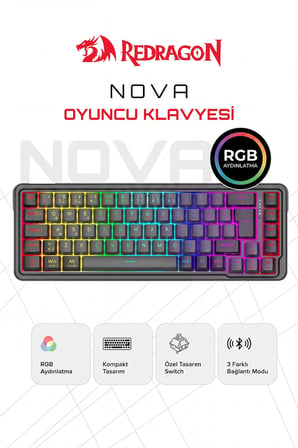Redragon 68 Tuşlu Kablolu Gasket RP Manyetik Switch 8000hz RGB Oyuncu Klavyesi K709