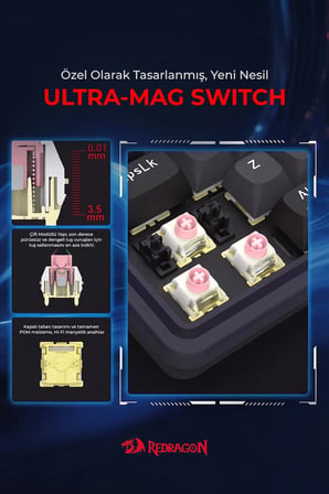 Redragon 68 Tuşlu Kablolu Gasket RP Manyetik Switch 8000hz RGB Oyuncu Klavyesi K709