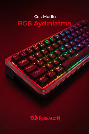 Redragon 68 Tuşlu Kablolu Gasket RP Manyetik Switch 8000hz RGB Oyuncu Klavyesi K709