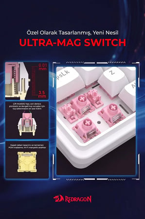 Redragon 68 Tuşlu Kablolu Gasket RP Manyetik Switch 8000hz RGB Oyuncu Klavyesi K709