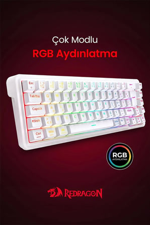 Redragon 68 Tuşlu Kablolu Gasket RP Manyetik Switch 8000hz RGB Oyuncu Klavyesi K709