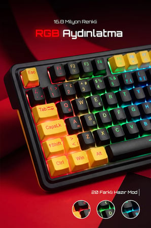 Redragon %75 Gasket Mekanik Switch RGB Kablolu Oyuncu Klavyesi SK-649