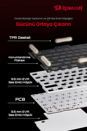 Redragon %75 Gasket Mekanik Switch RGB Kablolu Oyuncu Klavyesi SK-649