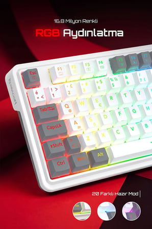 Redragon %75 Gasket Mekanik Switch RGB Kablolu Oyuncu Klavyesi BK-649