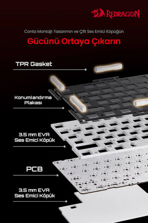 Redragon %75 Gasket Mekanik Switch RGB Kablolu Oyuncu Klavyesi BK-649