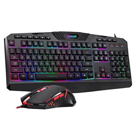 Redragon S101-3 Kablolu Türkçe Q Rgb Oyuncu Klavyesi ve Arkadan Aydınlatmalı Kırmızı Mouse / Oyuncu Klavye Mouse Seti Siyah Redragon S101-3