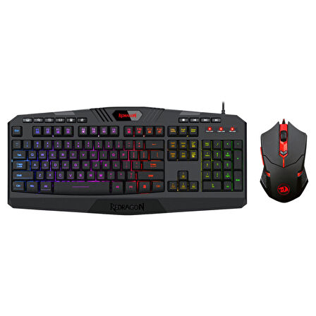 Redragon S101-3 Kablolu Türkçe Q Rgb Oyuncu Klavyesi ve Arkadan Aydınlatmalı Kırmızı Mouse / Oyuncu Klavye Mouse Seti Siyah Redragon S101-3