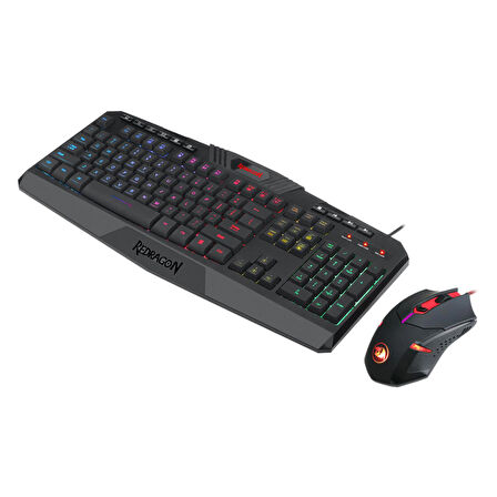 Redragon S101-3 Kablolu Türkçe Q Rgb Oyuncu Klavyesi ve Arkadan Aydınlatmalı Kırmızı Mouse / Oyuncu Klavye Mouse Seti Siyah Redragon S101-3