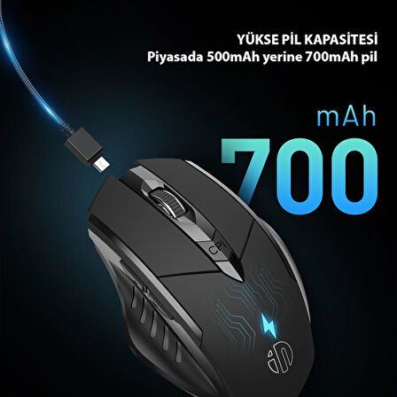 INPHIC PM6 Kablosuz Fare, Sarj Edilebilir Sessiz Kullanim 2.4G 700 mAh USB Mouse