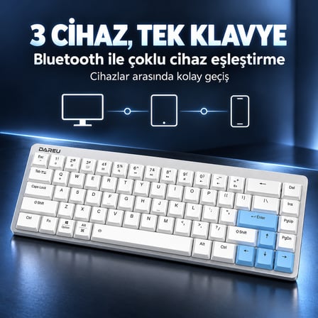 DAREU EK868 White %65 Brown Low-Profile Switch Bluetooth İngilizce Mekanik Gaming Klavye