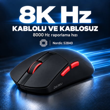 DAREU A950 WING Black 8K Hz AIM-750U Sensör Kablosuz Gaming Mouse