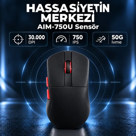DAREU A950 WING Black 8K Hz AIM-750U Sensör Kablosuz Gaming Mouse