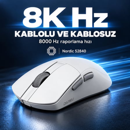 DAREU A950 WING White 8K Hz AIM-750U Sensör Kablosuz Gaming Mouse