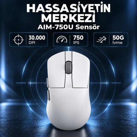 DAREU A950 WING White 8K Hz AIM-750U Sensör Kablosuz Gaming Mouse