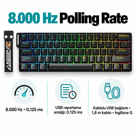 DAREU EK60 HE Black %60 YULONG Manyetik Switch 8K Hz Hall Effect Hotswap RGB İngilizce Mekanik Gaming Klavye