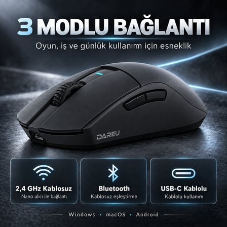 DAREU A950GM Black PixArt 3395 Sensör Kablosuz Gaming Mouse