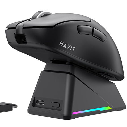 Havit Gamenote MS955WB Pro RGB Wireless Gaming Mouse 3 Modlu + Şarj İstasyonu - Siyah