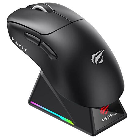 Havit Gamenote MS955WB Pro RGB Wireless Gaming Mouse 3 Modlu + Şarj İstasyonu - Siyah