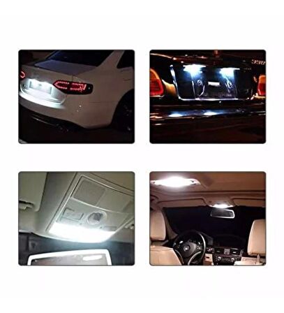10 Adet Sofit Led Aydınlatma Tavan Plaka Oto İç Aydınlatma Süper Güçlü Beyaz Işık 41mm