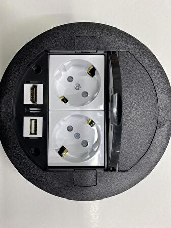Masa Üstü Priz Siyah+ 2 Ad. Priz+1 Ad. Hdmı+1 Ad. USB Geçiş