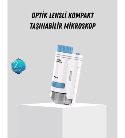 Azemax Taşınabilir Taşınabilir Mini Mikroskop LED Işıklı 80X–200X Büyü