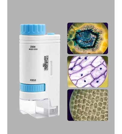 Azemax Taşınabilir Taşınabilir Mini Mikroskop LED Işıklı 80X–200X Büyü